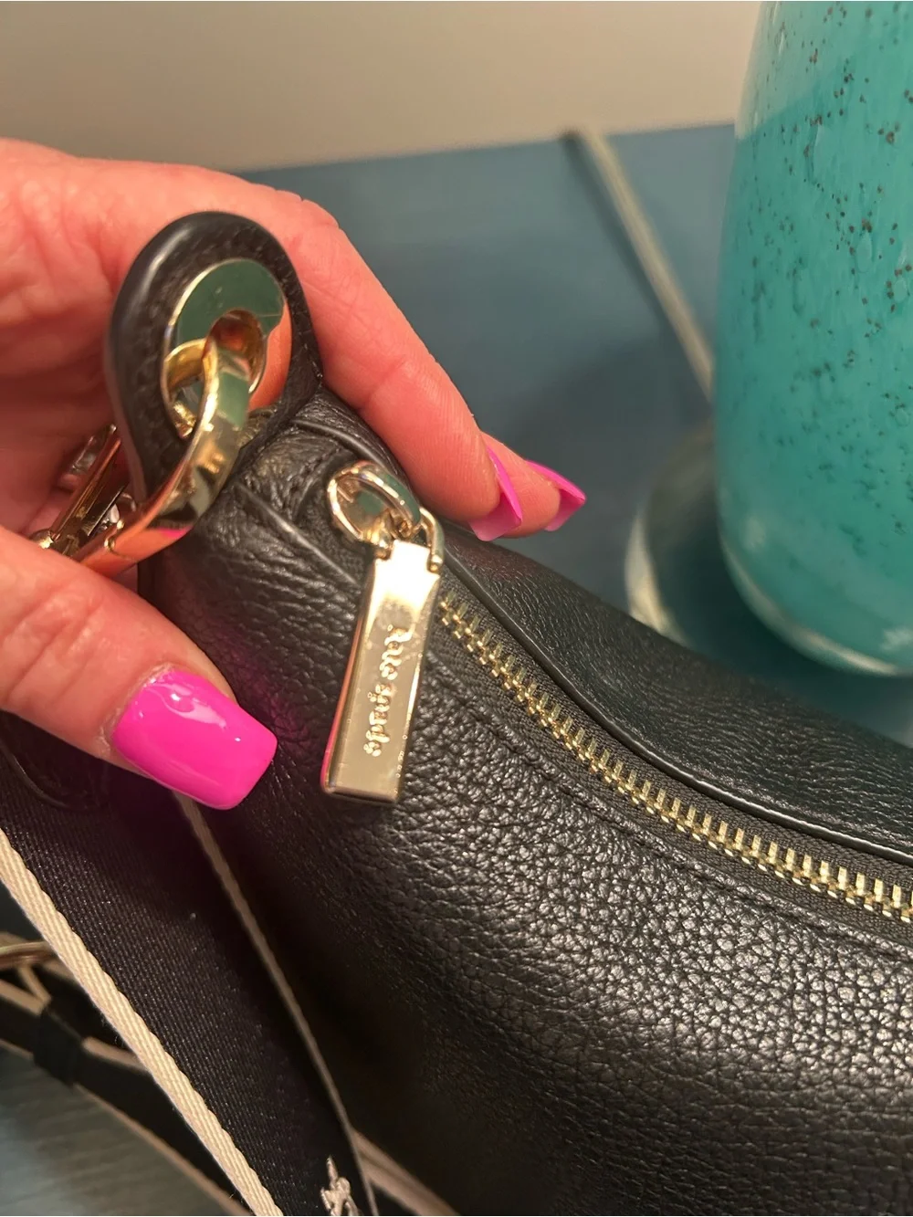 Kate Spade Rosie Black Pebbled Leather Crossbody Black/Cream Logo Strap - Picture 10 of 17